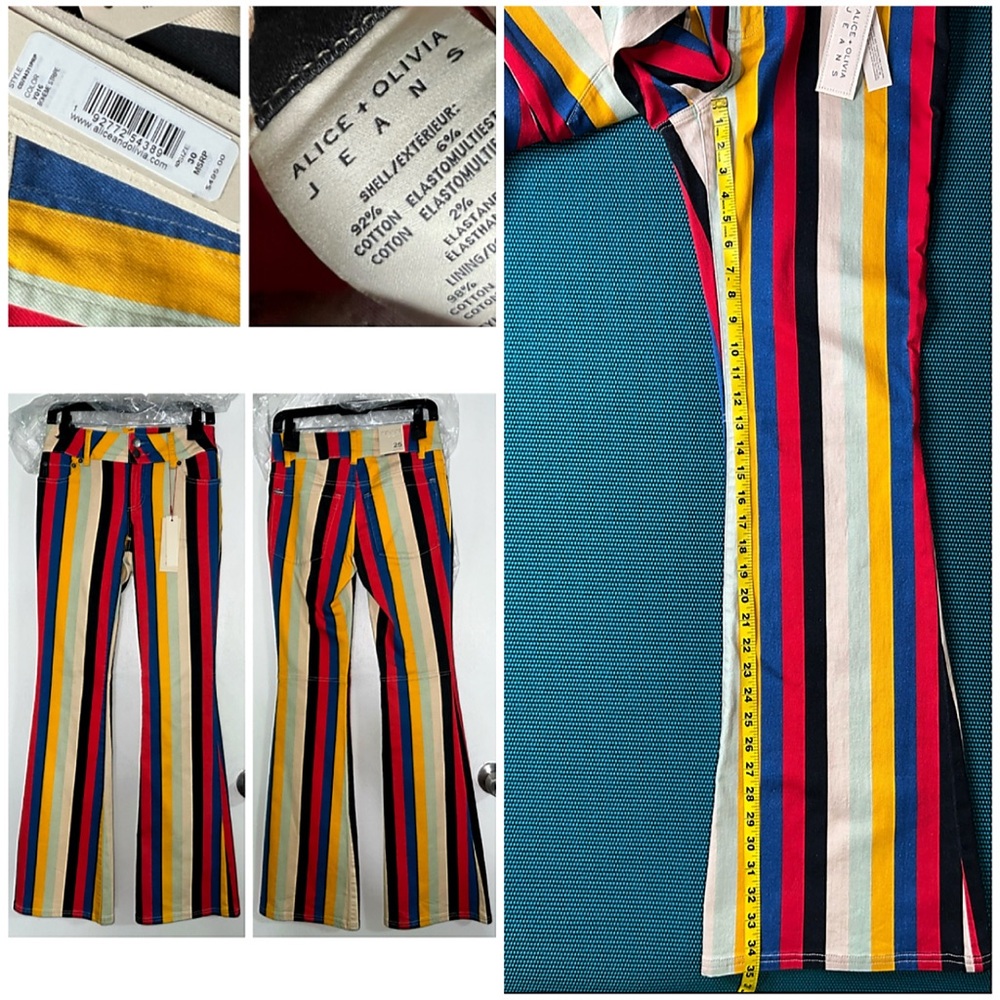 Alice + Olivia Stacey Low Rise Boheme Stripe Bell Jeans - Picture 16 of 17